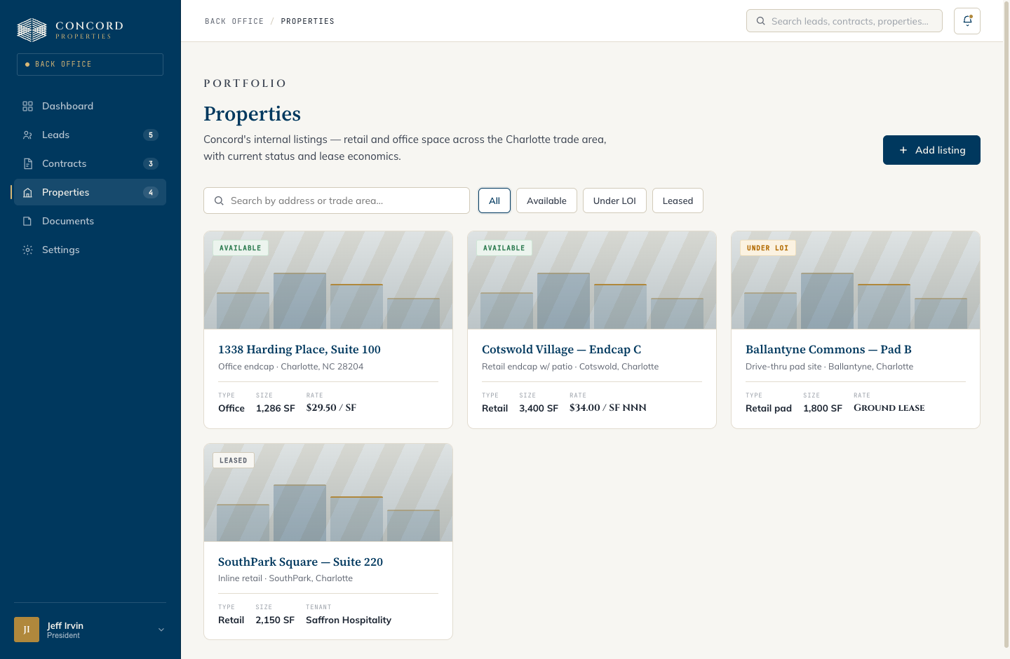 Properties listings
