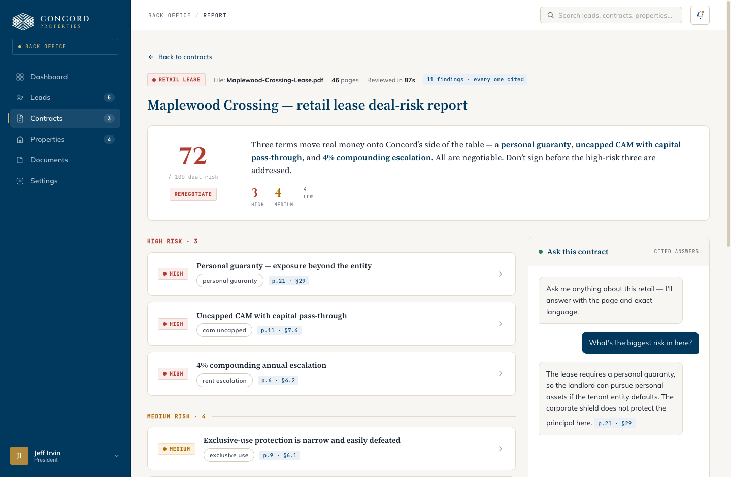 Citation-first deal-risk report