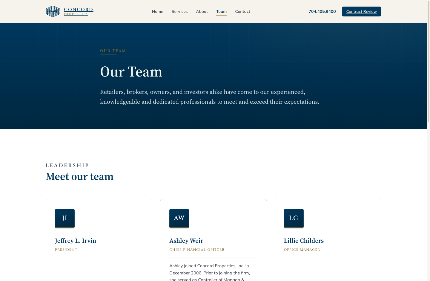 Website — Our Team page